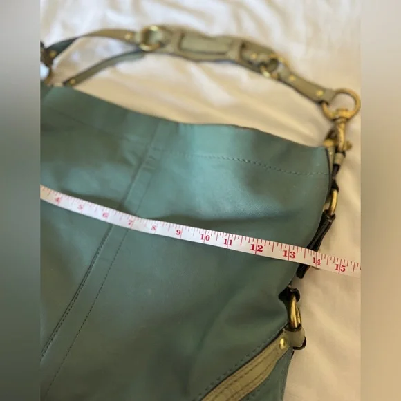 Coach Vintage Carly Hobo Bag Mint Light Blue Teal Leather Bag - Picture 12 of 14